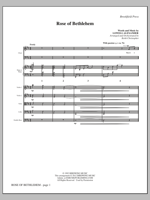 Learn to play Keith Christopher Rose Of Bethlehem - Full Score sheet music for Choir Instrumental Pak in minutes. Price: 8.9900$ Keith Christopher Rose Of Bethlehem - Full Score sheet music notes and chords arranged for Choir Instrumental Pak