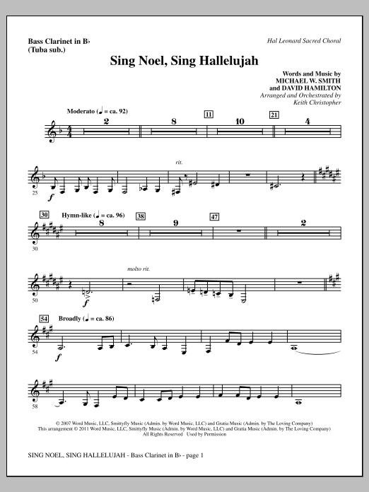 Learn to play Keith Christopher Sing Noel, Sing Hallelujah - Bass Clarinet (sub. Tuba) sheet music for Choir Instrumental Pak in minutes. Price: 8.9900$ Keith Christopher Sing Noel, Sing Hallelujah - Bass Clarinet (sub. Tuba) sheet music notes and chords arranged for Choir Instrumental Pak