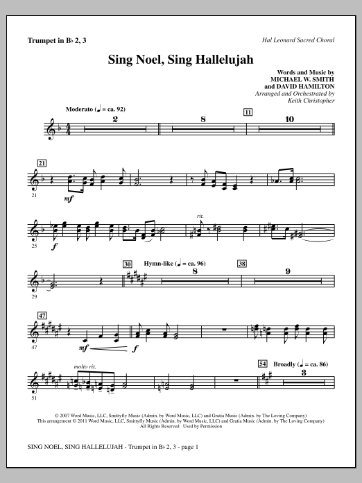 Learn to play Keith Christopher Sing Noel, Sing Hallelujah - Bb Trumpet 2,3 sheet music for Choir Instrumental Pak in minutes. Price: 8.9900$ Keith Christopher Sing Noel, Sing Hallelujah - Bb Trumpet 2,3 sheet music notes and chords arranged for Choir Instrumental Pak