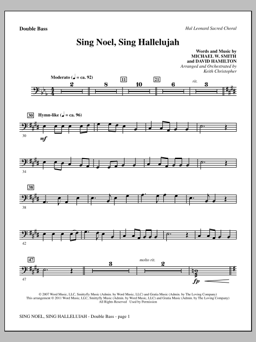 Learn to play Keith Christopher Sing Noel, Sing Hallelujah - Double Bass sheet music for Choir Instrumental Pak in minutes. Price: 8.9900$ Keith Christopher Sing Noel, Sing Hallelujah - Double Bass sheet music notes and chords arranged for Choir Instrumental Pak