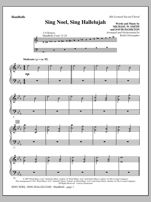 Learn to play Keith Christopher Sing Noel, Sing Hallelujah - Handbells sheet music for Choir Instrumental Pak in minutes. Price: 8.9900$ Keith Christopher Sing Noel, Sing Hallelujah - Handbells sheet music notes and chords arranged for Choir Instrumental Pak