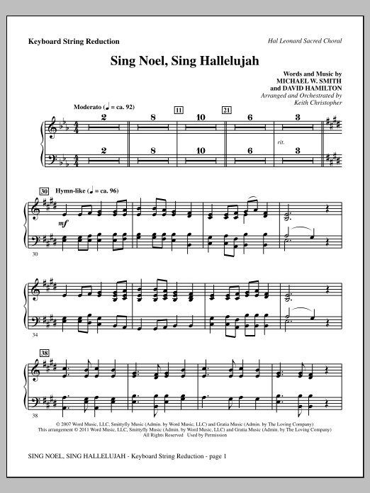 Learn to play Keith Christopher Sing Noel, Sing Hallelujah - Keyboard String Reduction sheet music for Choir Instrumental Pak in minutes. Price: 8.9900$ Keith Christopher Sing Noel, Sing Hallelujah - Keyboard String Reduction sheet music notes and chords arranged for Choir Instrumental Pak