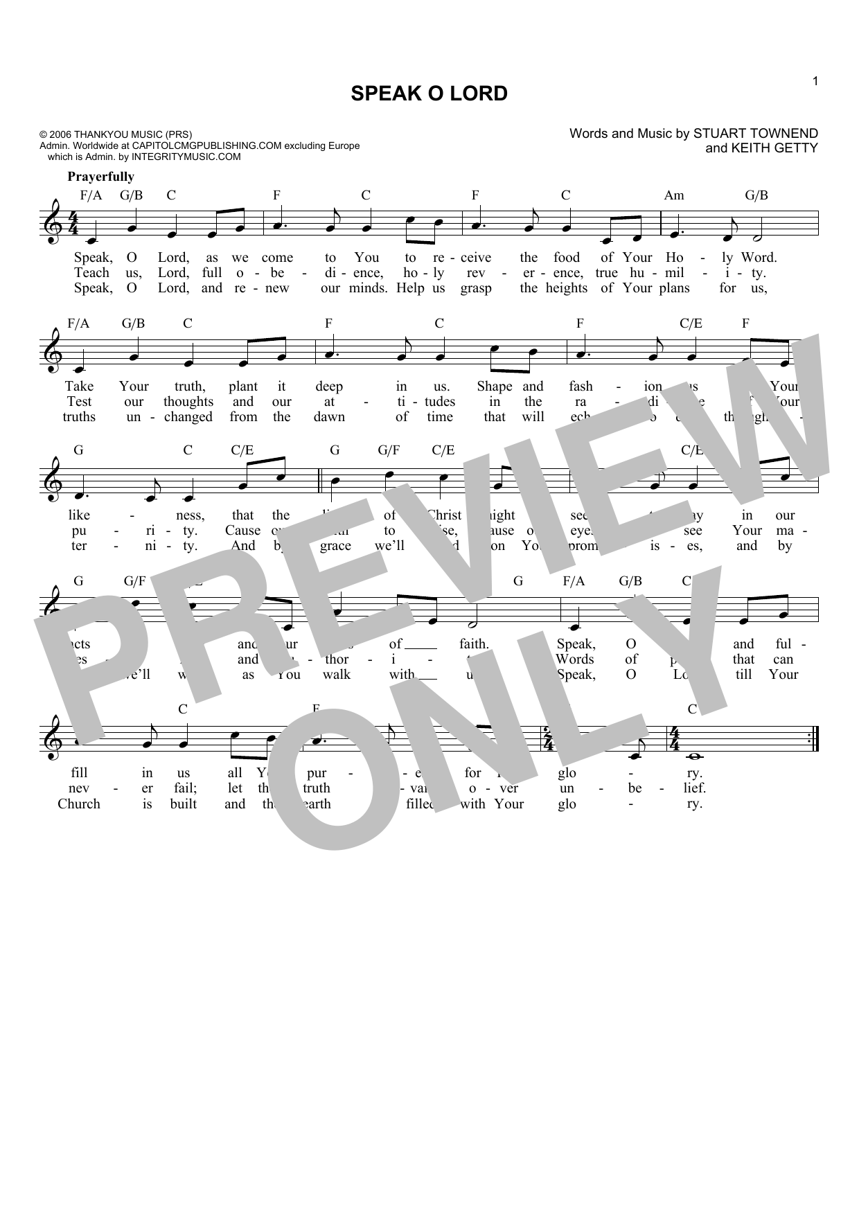 Learn to play Keith Getty Speak O Lord sheet music for Lead Sheet / Fake Book in minutes. Price: 5.9900$ Keith Getty Speak O Lord sheet music notes and chords arranged for Lead Sheet / Fake Book