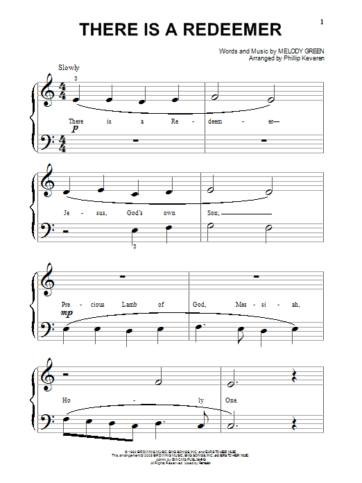 Learn to play Keith Green There Is A Redeemer sheet music for Beginning Piano Solo in minutes. Price: 6.9900$ Keith Green There Is A Redeemer sheet music notes and chords arranged for Beginning Piano Solo