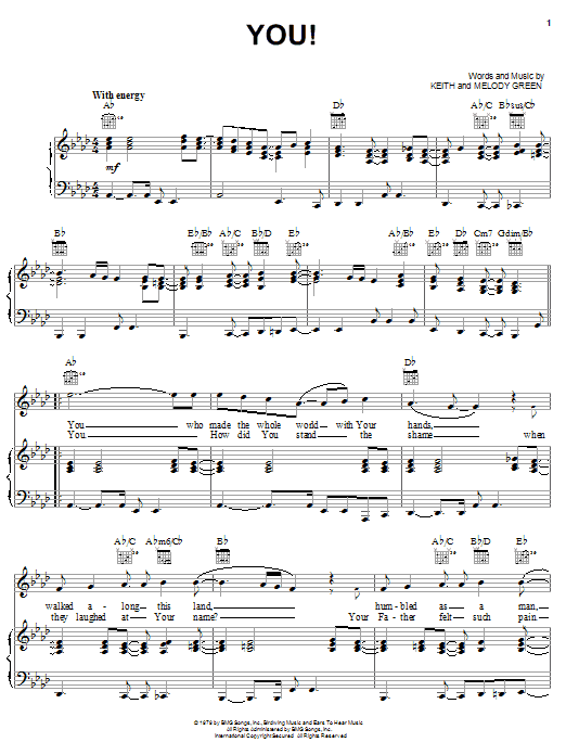 Learn to play Keith Green You! sheet music for Piano, Vocal & Guitar (Right-Hand Melody) in minutes. Keith Green You! sheet music notes and chords
