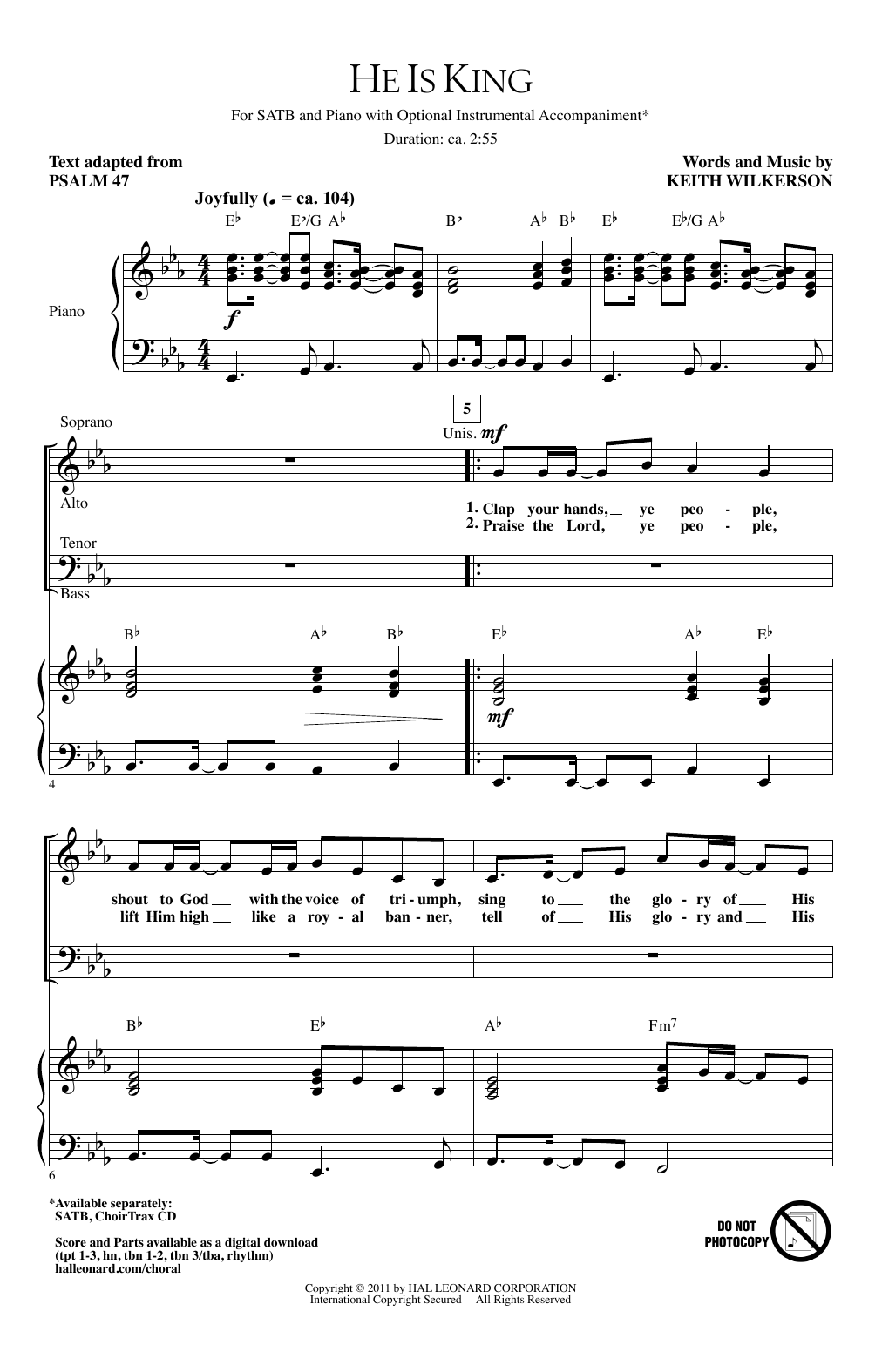 Keith Wilkerson He Is King sheet music notes and chords. Download Printable PDF.