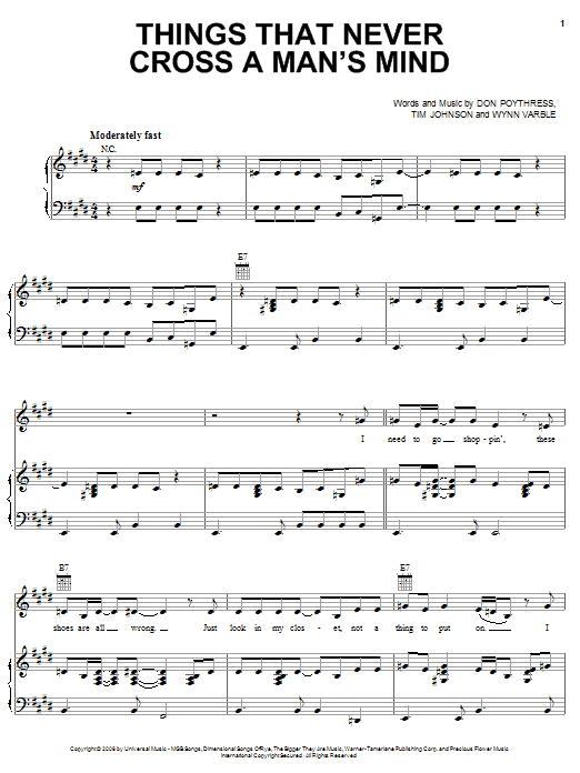 Kellie Pickler Things That Never Cross A Man S Mind Sheet Music Pdf Notes Chords Pop Score Piano Vocal Guitar Right Hand Melody Download Printable Sku 64074