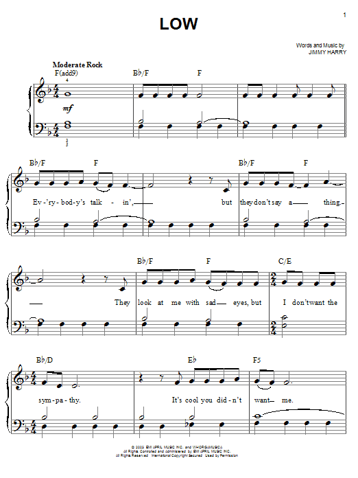 Learn to play Kelly Clarkson Low sheet music for Easy Piano in minutes. Price: 6.9900$ Kelly Clarkson Low sheet music notes and chords arranged for Easy Piano