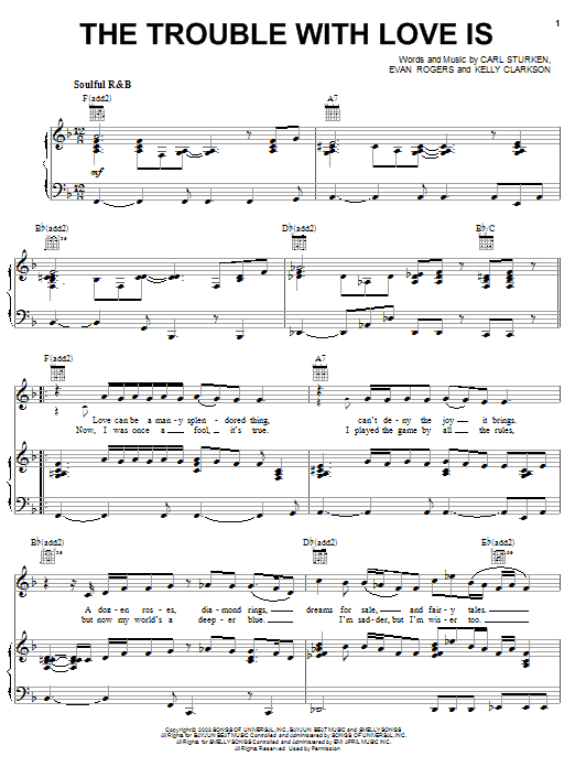 Kelly Clarkson The Trouble With Love Is sheet music notes and chords. Download Printable PDF.