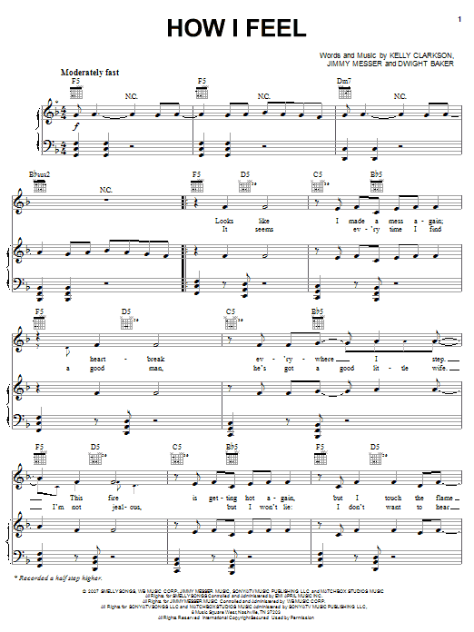 Kelly Clarkson How I Feel sheet music notes and chords. Download Printable PDF.