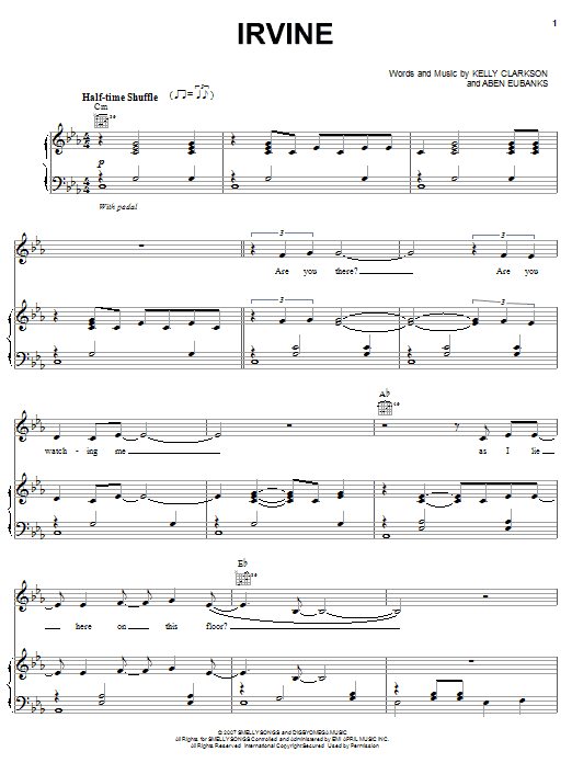 Kelly Clarkson Irvine sheet music notes and chords. Download Printable PDF.