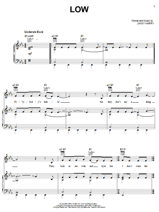 Kelly Clarkson Low sheet music notes and chords. Download Printable PDF.