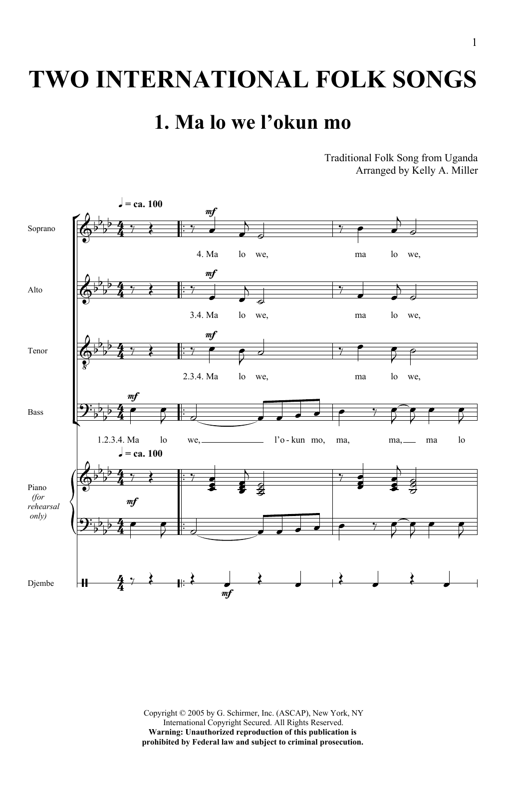 Learn to play Kelly Miller Two International Folk Songs sheet music for SATB Choir in minutes. Price: 3.9900$ Kelly Miller Two International Folk Songs sheet music notes and chords arranged for SATB Choir