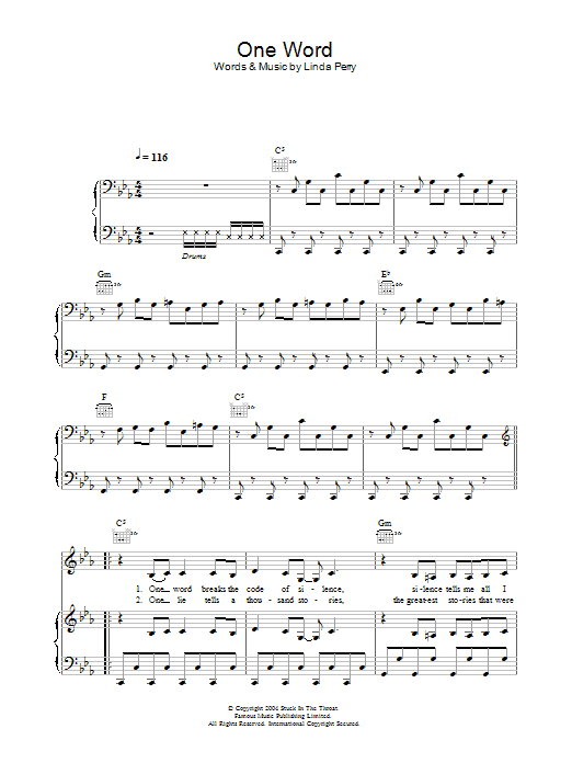 Kelly Osbourne One Word sheet music notes and chords. Download Printable PDF.