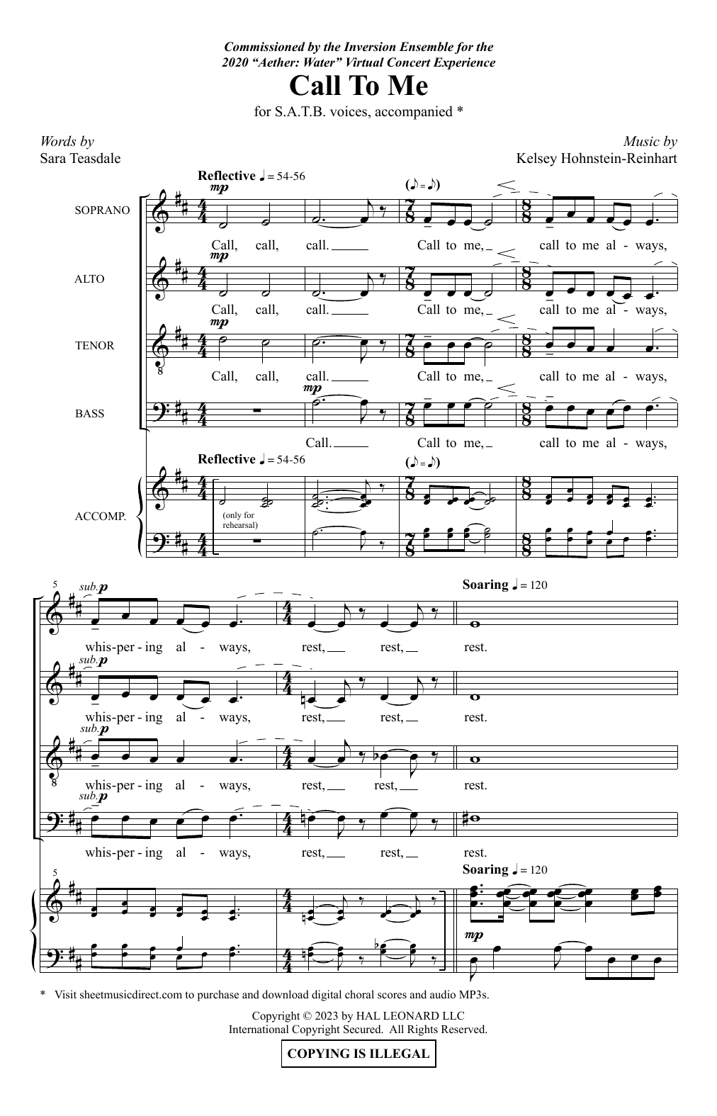 Kelsey Hohnstein-Reinhart Call To Me sheet music notes and chords. Download Printable PDF.