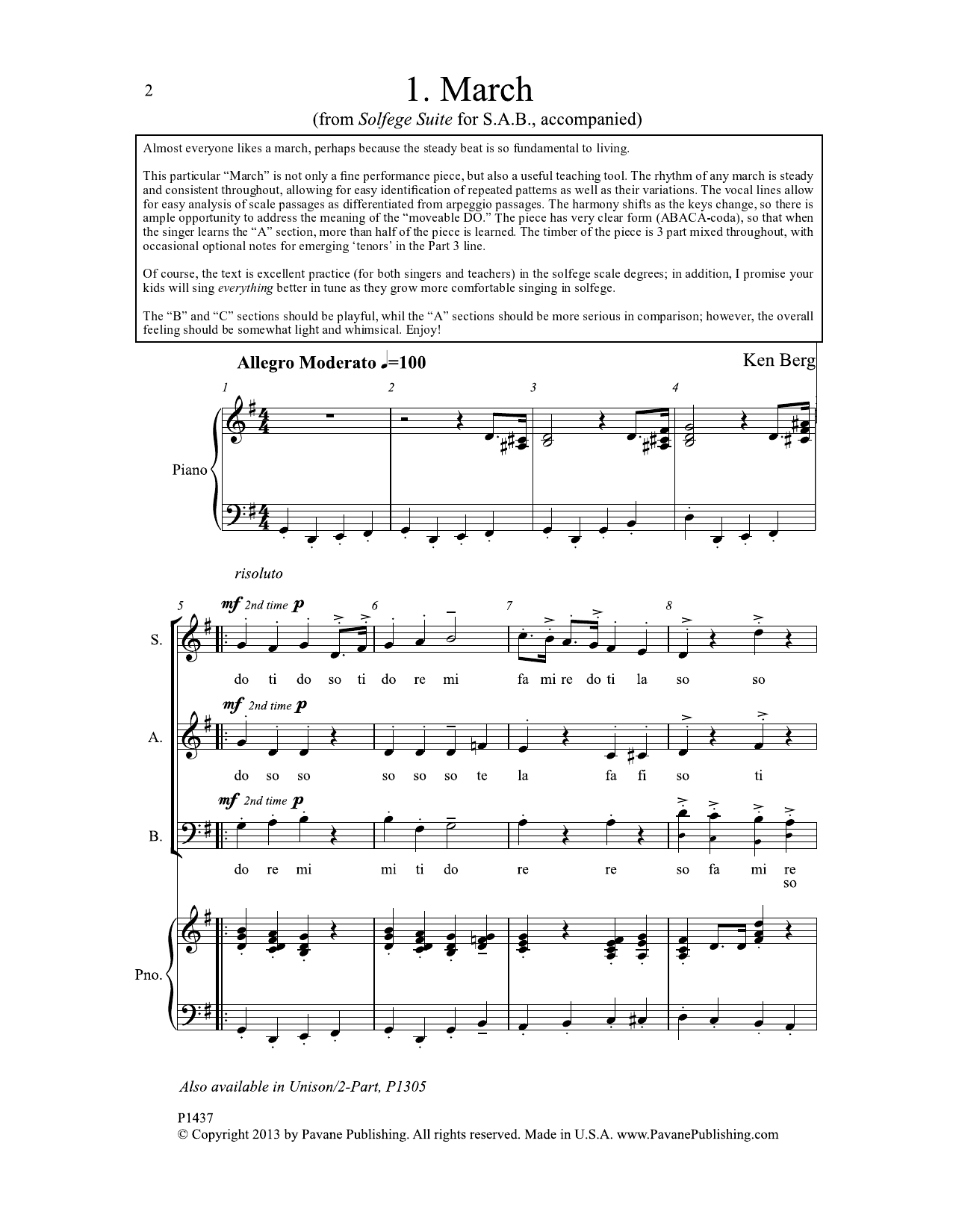 Ken Berg March sheet music notes and chords. Download Printable PDF.