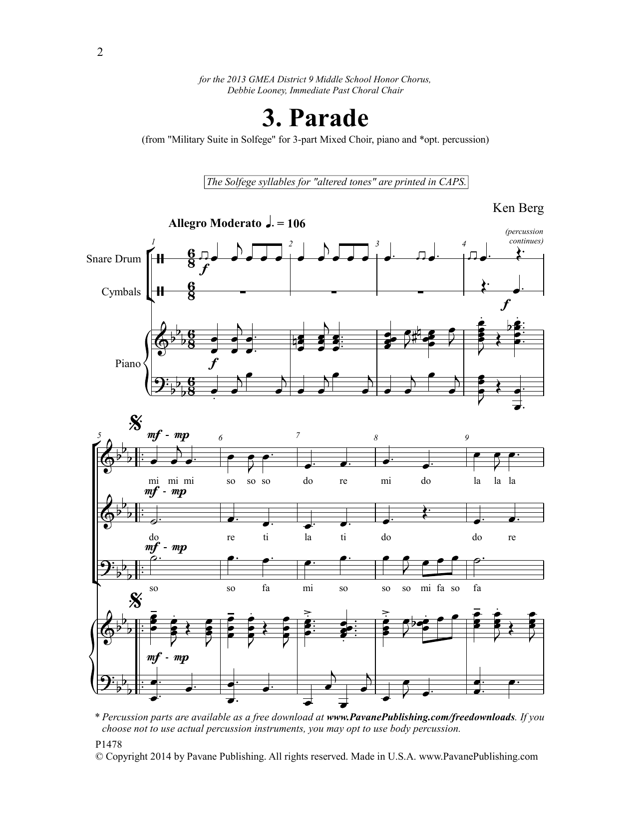 Ken Berg Parade sheet music notes and chords. Download Printable PDF.