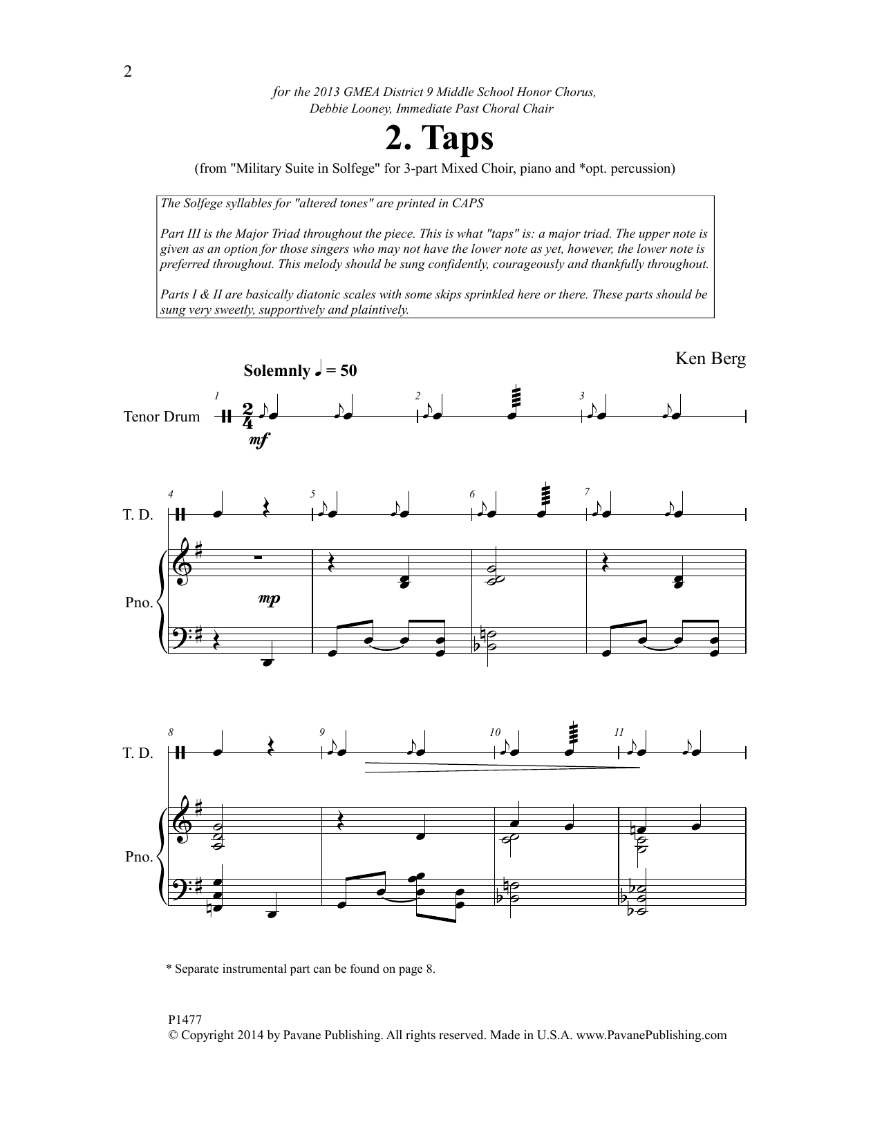 Ken Berg Taps sheet music notes and chords. Download Printable PDF.