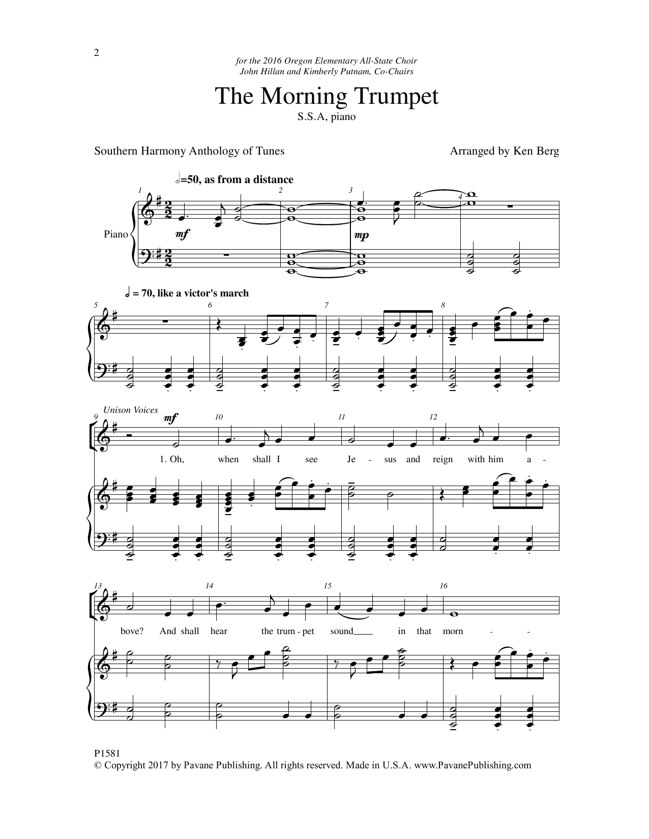 Learn to play Ken Berg The Morning Trumpet sheet music for SSA Choir in minutes. Price: 3.9900$ Ken Berg The Morning Trumpet sheet music notes and chords arranged for SSA Choir