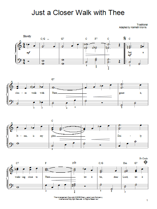 Kenneth Morris Just A Closer Walk With Thee sheet music notes and chords. Download Printable PDF.