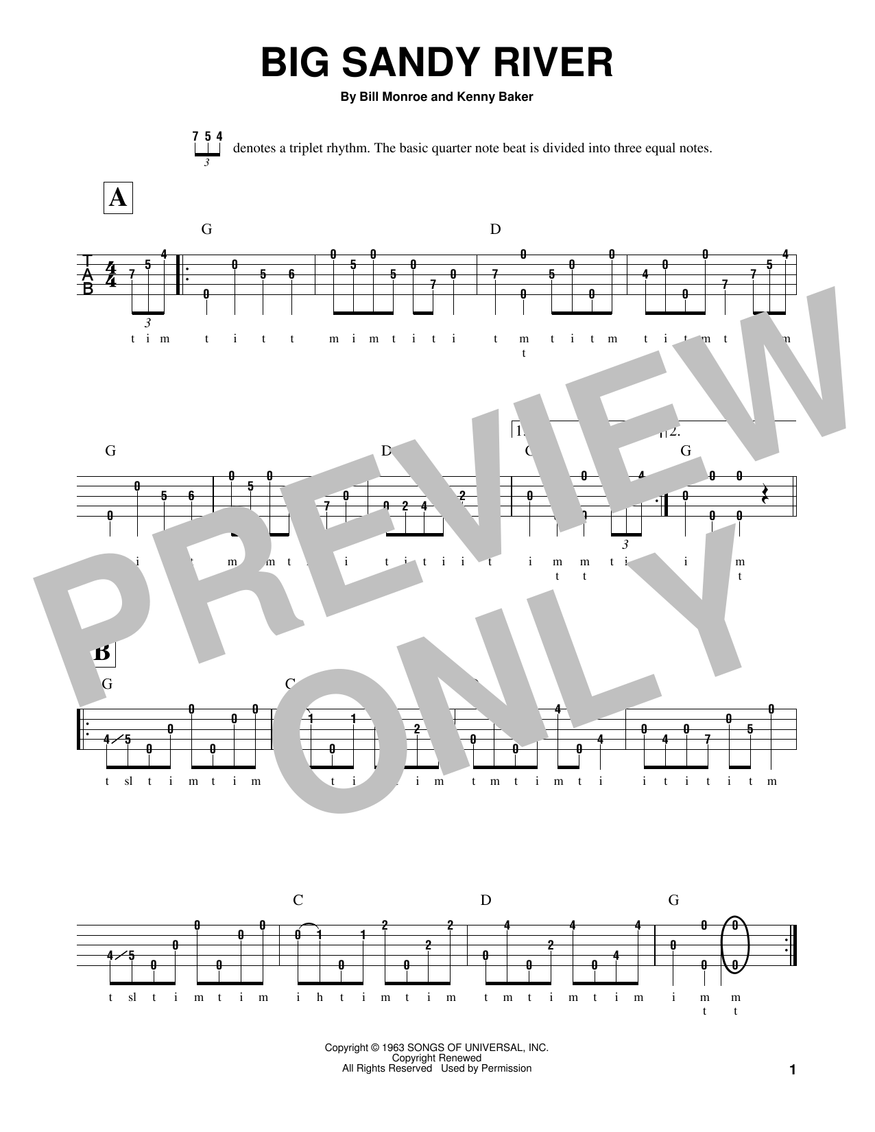 Kenny Baker Big Sandy River sheet music notes and chords. Download Printable PDF.