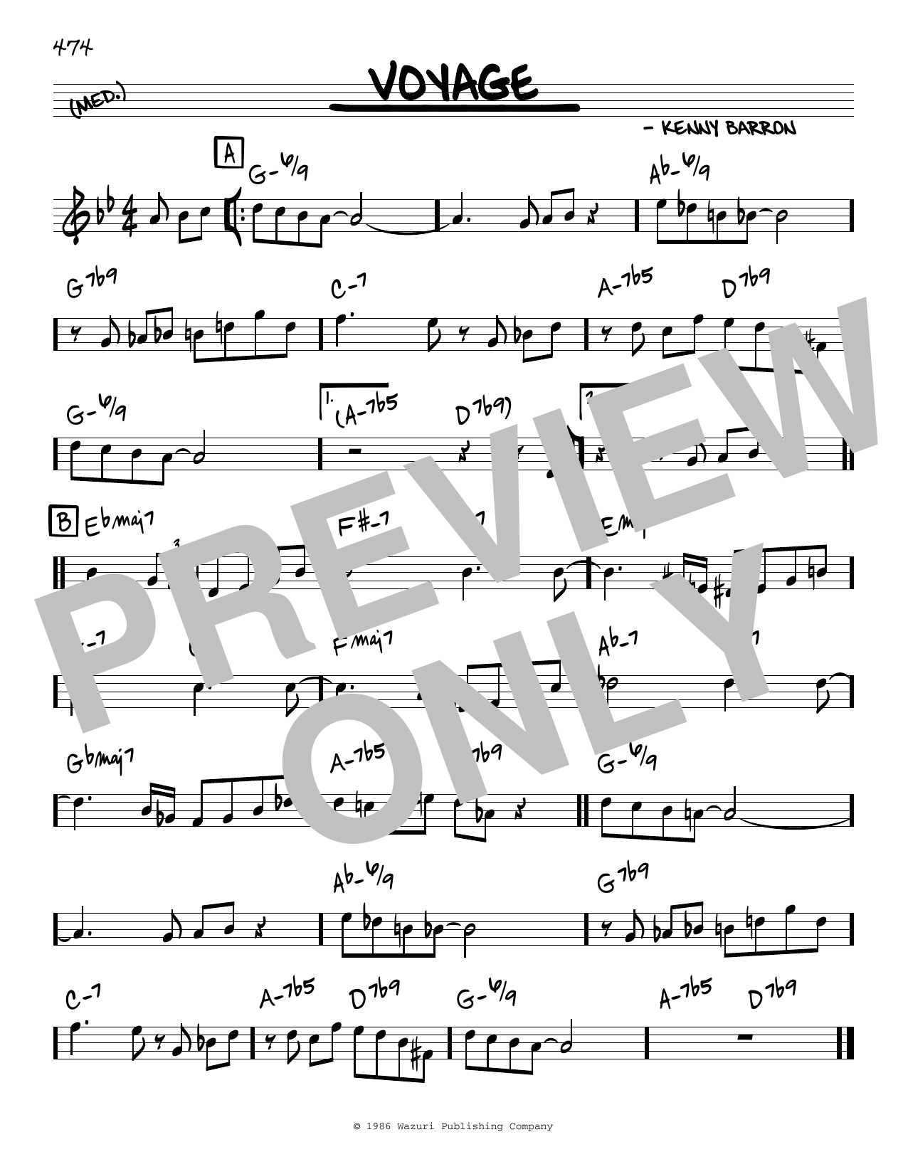 Kenny Barron Voyage sheet music notes and chords. Download Printable PDF.