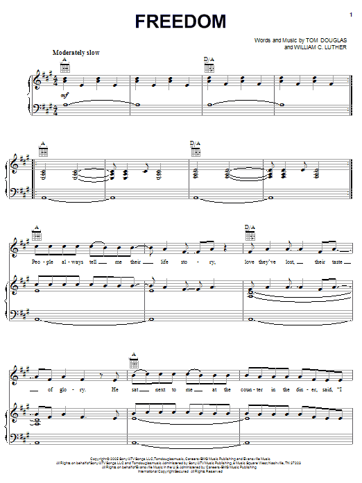 Kenny Chesney Freedom sheet music notes and chords. Download Printable PDF.