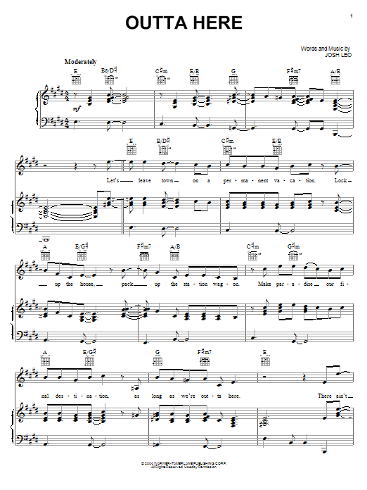 Kenny Chesney Outta Here sheet music notes and chords. Download Printable PDF.