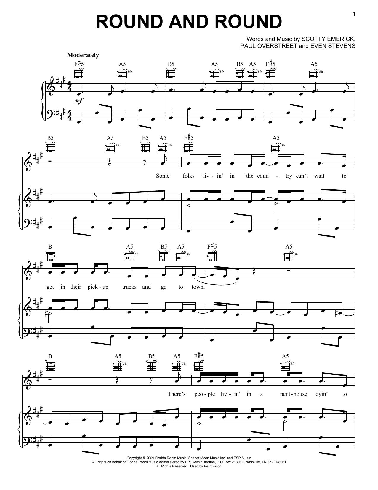 Kenny Chesney Round And Round sheet music notes and chords. Download Printable PDF.