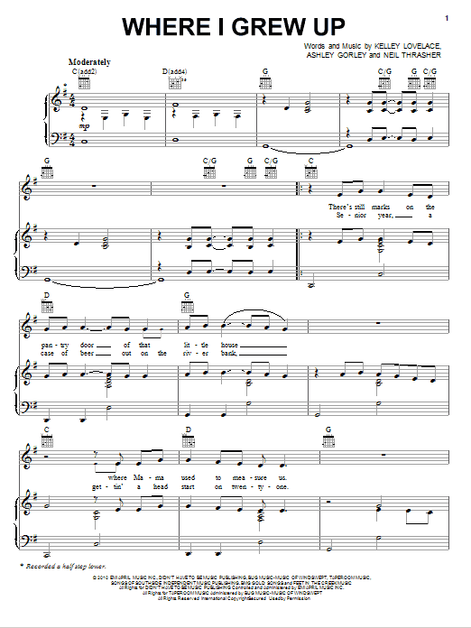 Kenny Chesney Where I Grew Up Sheet Music Pdf Notes Chords Pop Score Piano Vocal Guitar Right Hand Melody Download Printable Sku 77893