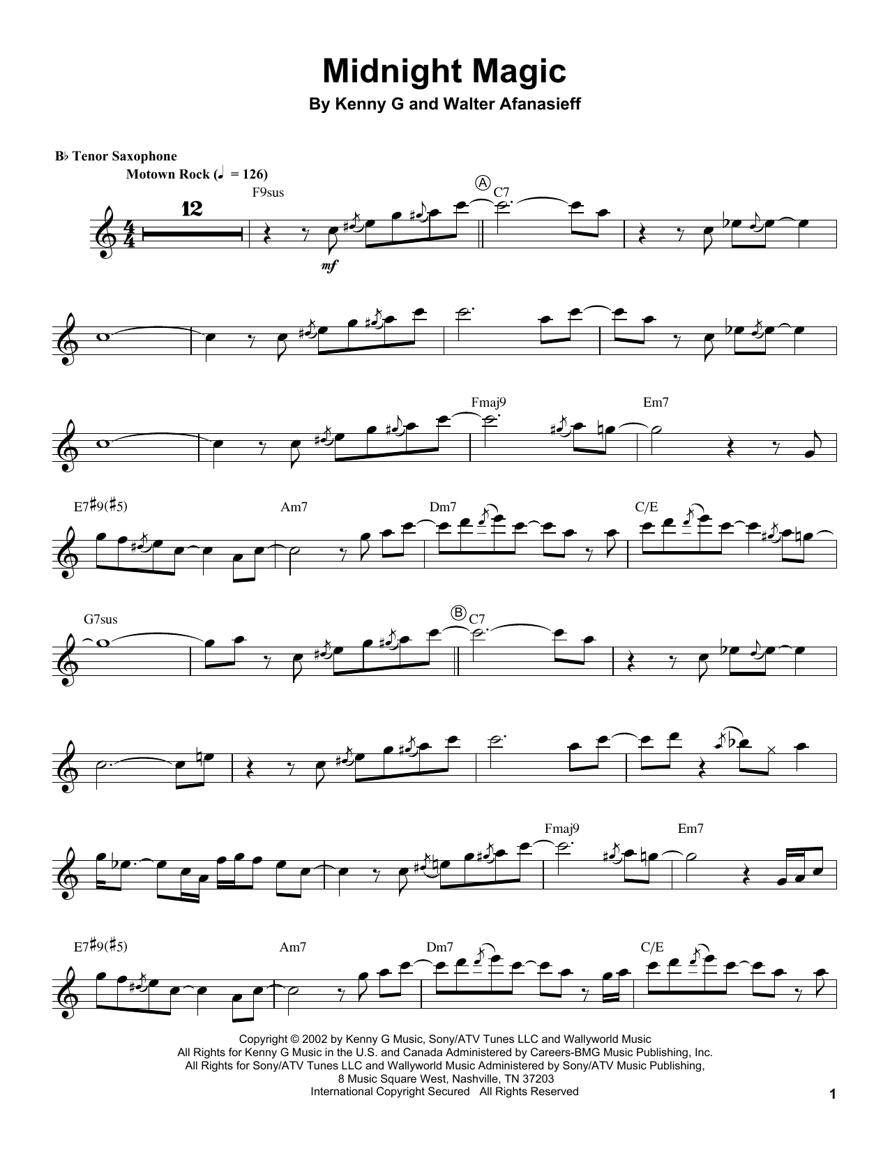 Kenny G Midnight Magic sheet music notes and chords. Download Printable PDF.