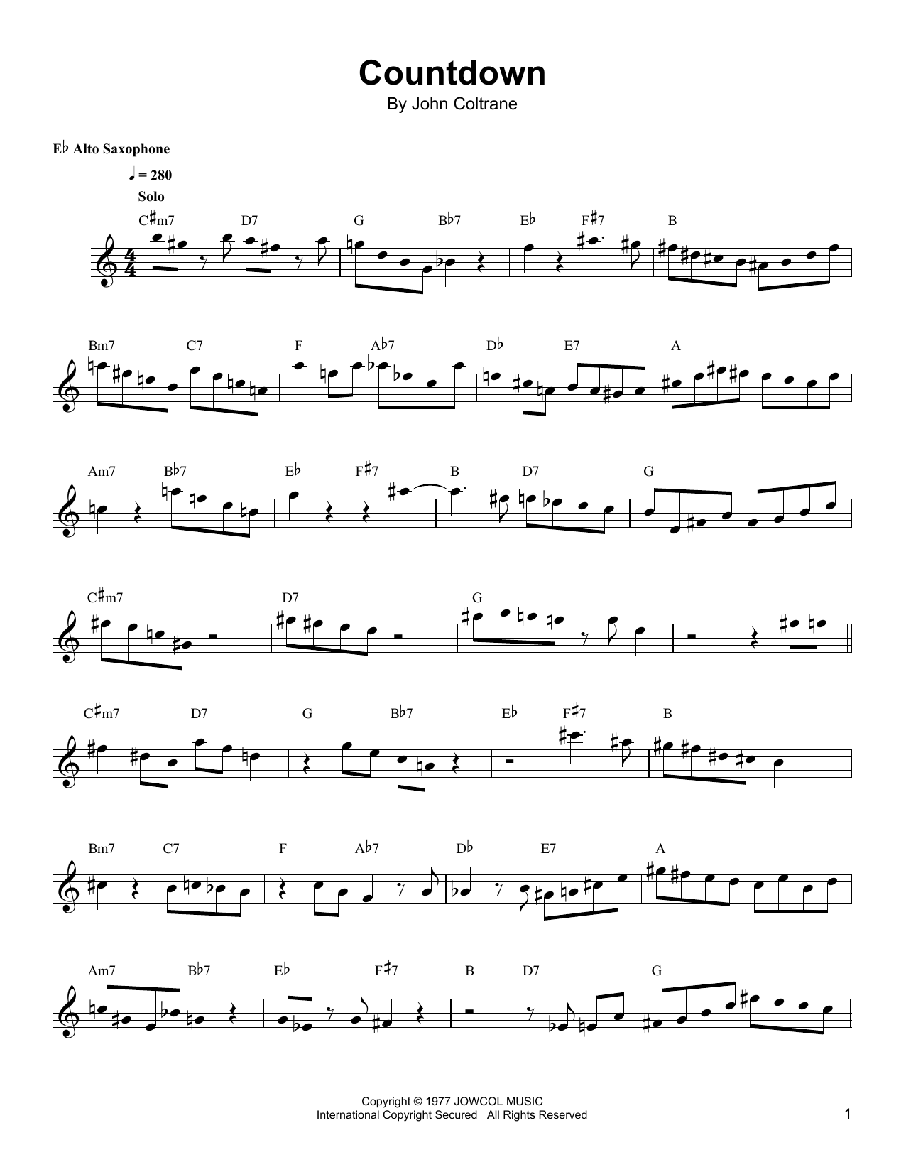 Kenny Garrett Countdown sheet music notes and chords. Download Printable PDF.