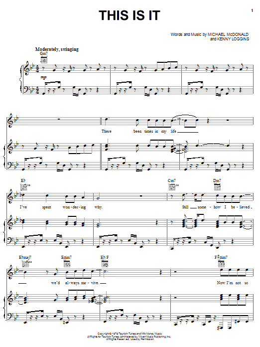 Kenny Loggins This Is It sheet music notes and chords. Download Printable PDF.