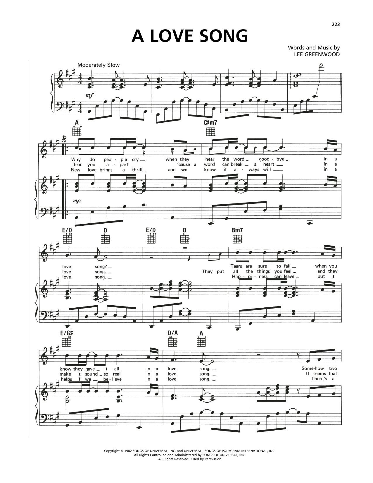 Kenny Rogers A Love Song sheet music notes and chords. Download Printable PDF.