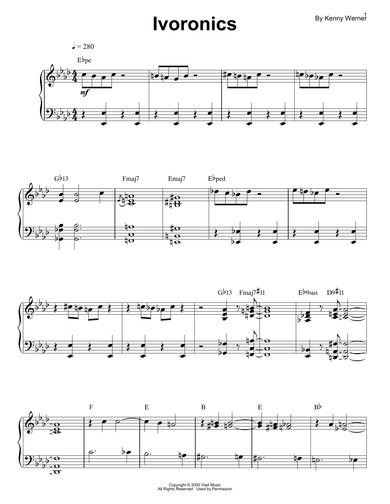 Kenny Werner Ivoronics sheet music notes and chords. Download Printable PDF.