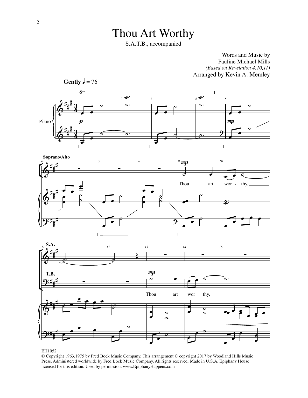 Learn to play Kevin A. Memley Thou Art Worthy sheet music for SATB Choir in minutes. Price: 3.9900$ Kevin A. Memley Thou Art Worthy sheet music notes and chords arranged for SATB Choir