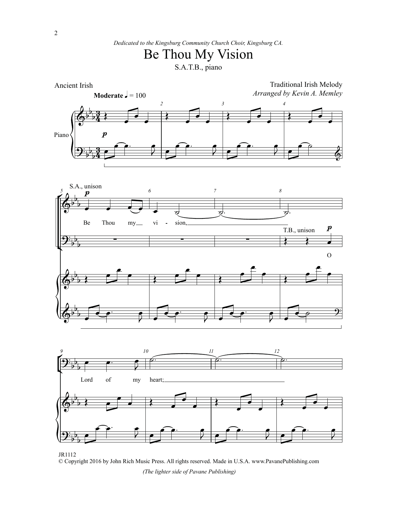 Learn to play Kevin Memley Be Thou My Vision sheet music for SATB Choir in minutes. Price: 3.9900$ Kevin Memley Be Thou My Vision sheet music notes and chords arranged for SATB Choir