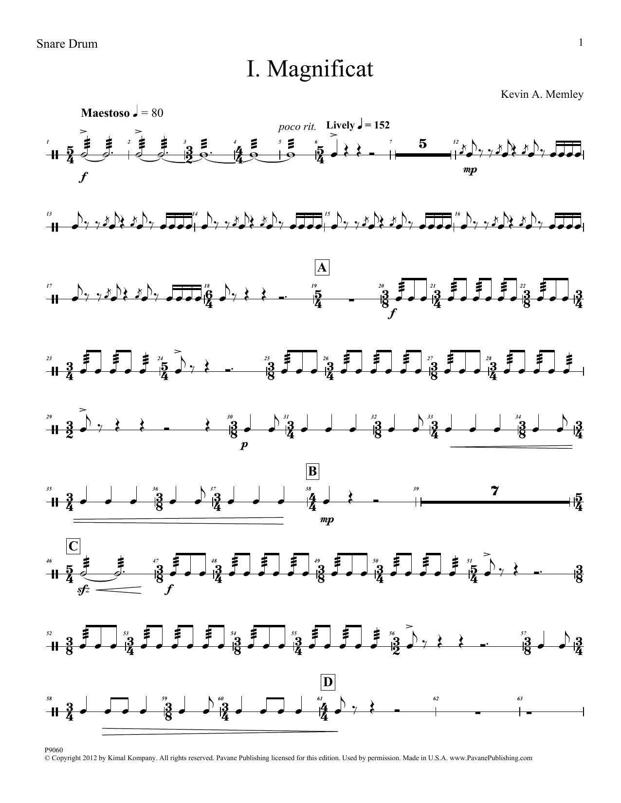 Learn to play Kevin Memley Magnificat (Brass Quintet) (Parts) - Percussion sheet music for Choir Instrumental Pak in minutes. Price: 6.9900$ Kevin Memley Magnificat (Brass Quintet) (Parts) - Percussion sheet music notes and chords arranged for Choir Instrumental Pak