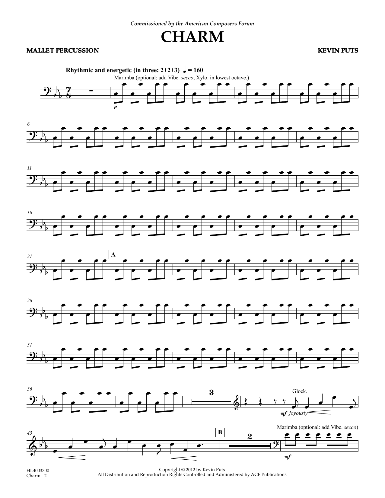 Learn to play Kevin Puts Charm - Mallet Percussion sheet music for Concert Band in minutes. Price: 5.9900$ Kevin Puts Charm - Mallet Percussion sheet music notes and chords arranged for Concert Band