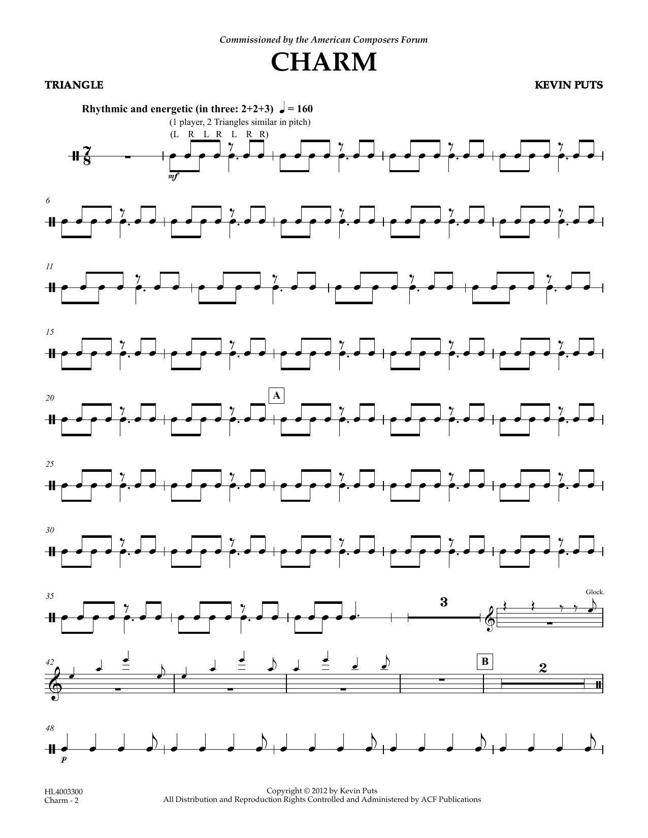 Kevin Puts Charm - Triangle sheet music notes and chords. Download Printable PDF.