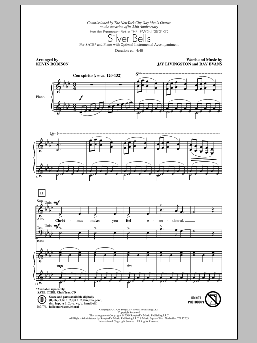 Learn to play Kevin Robison Silver Bells sheet music for SATB Choir in minutes. Kevin Robison Silver Bells sheet music notes and chords. Download Printable PDF.