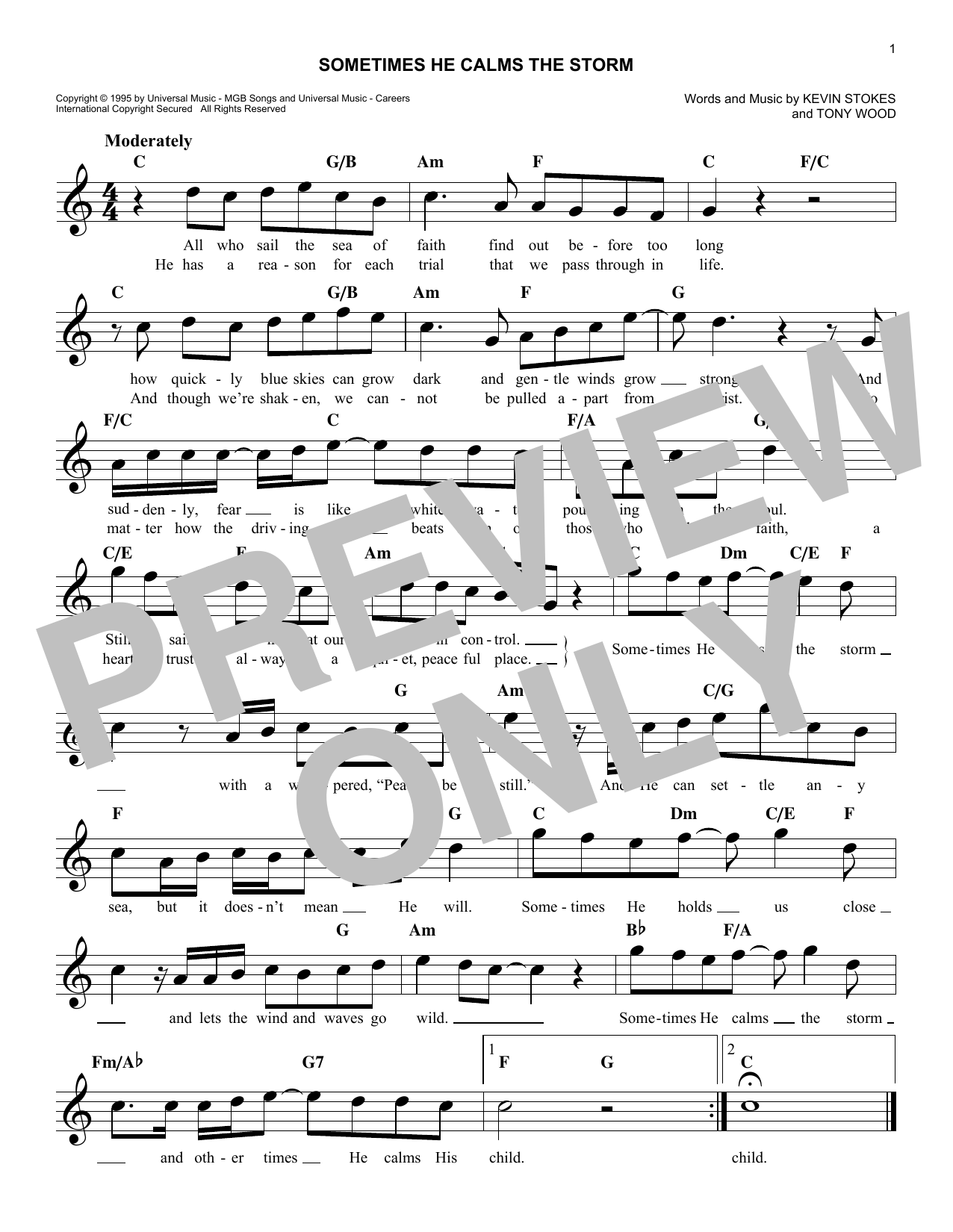 Learn to play Kevin Stokes Sometimes He Calms The Storm sheet music for Lead Sheet / Fake Book in minutes. Kevin Stokes Sometimes He Calms The Storm sheet music notes and chords. Download Printable PDF.