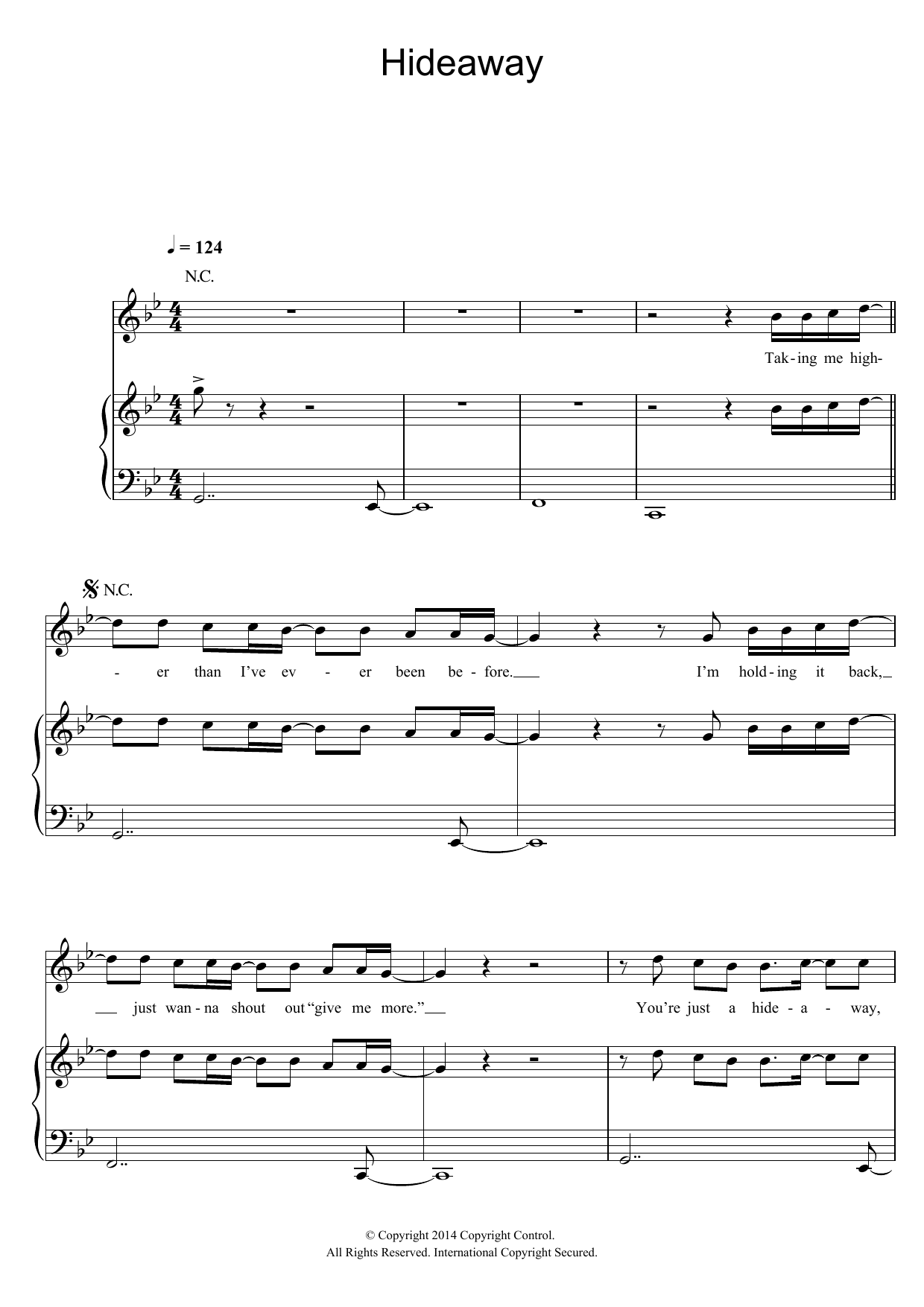 Kiesza Hideaway sheet music notes and chords. Download Printable PDF.