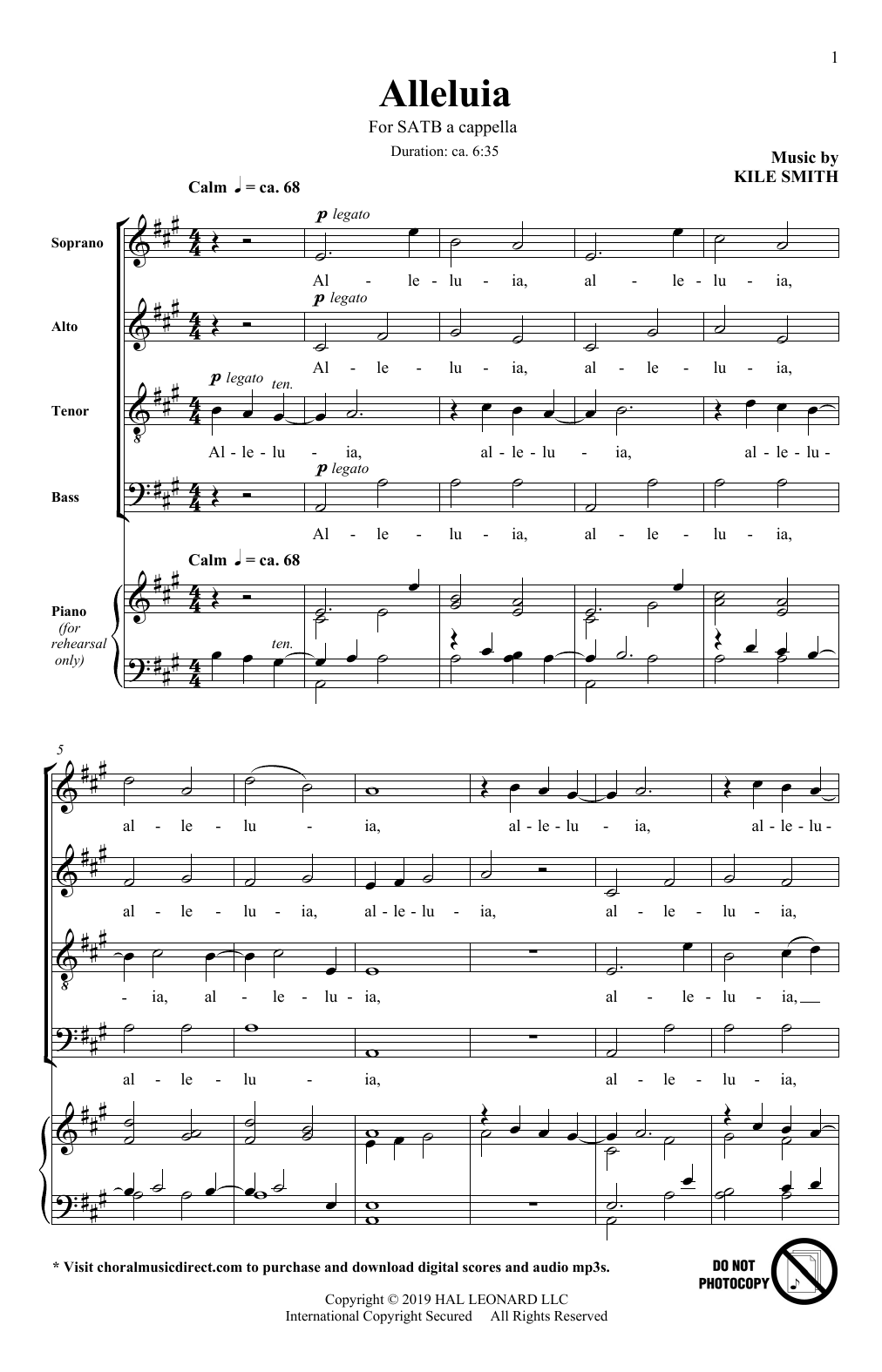 Kile Smith Alleluia sheet music notes and chords. Download Printable PDF.