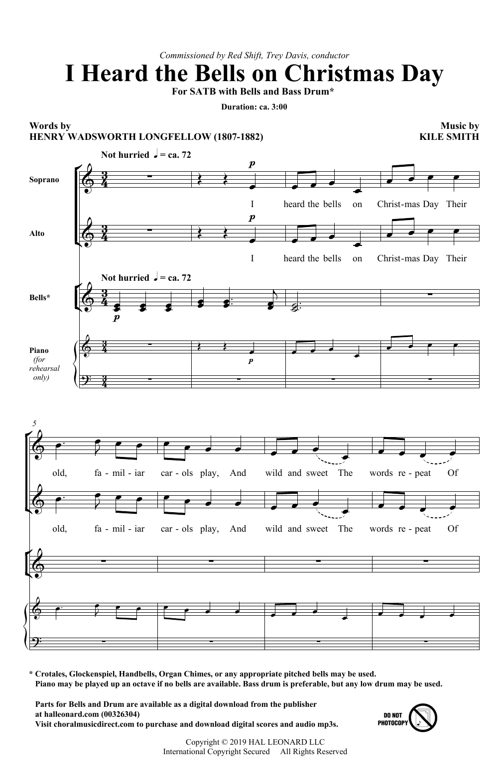 Learn to play Kile Smith I Heard The Bells On Christmas Day sheet music for SATB Choir in minutes. Price: 3.9900$ Kile Smith I Heard The Bells On Christmas Day sheet music notes and chords arranged for SATB Choir