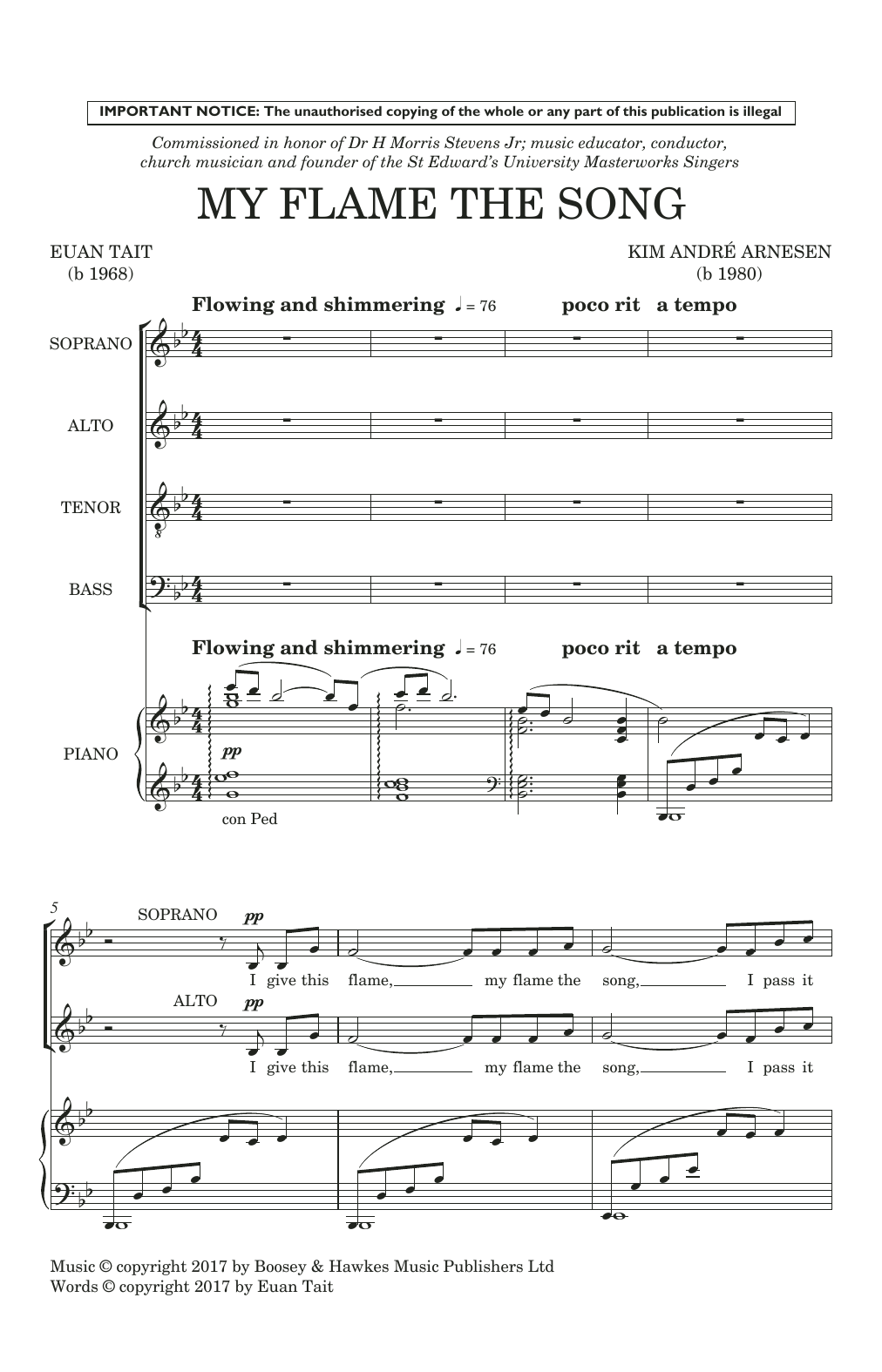 Learn to play Kim Andre Arnesen My Flame The Song sheet music for SATB Choir in minutes. Price: 3.9900$ Kim Andre Arnesen My Flame The Song sheet music notes and chords arranged for SATB Choir