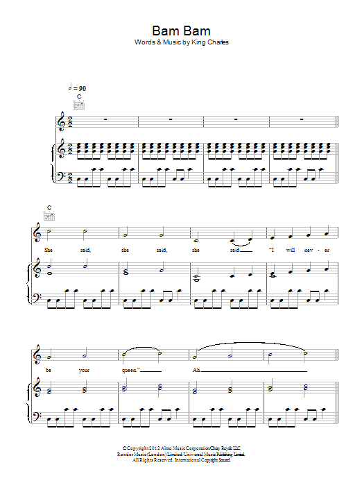 King Charles Bam Bam sheet music notes and chords. Download Printable PDF.