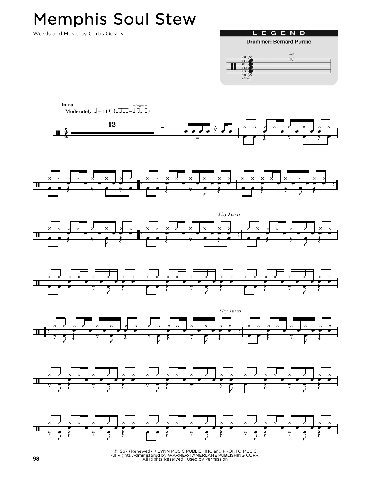 Learn to play King Curtis Memphis Soul Stew sheet music for Drums Transcription in minutes. King Curtis Memphis Soul Stew sheet music notes and chords. Download Printable PDF.