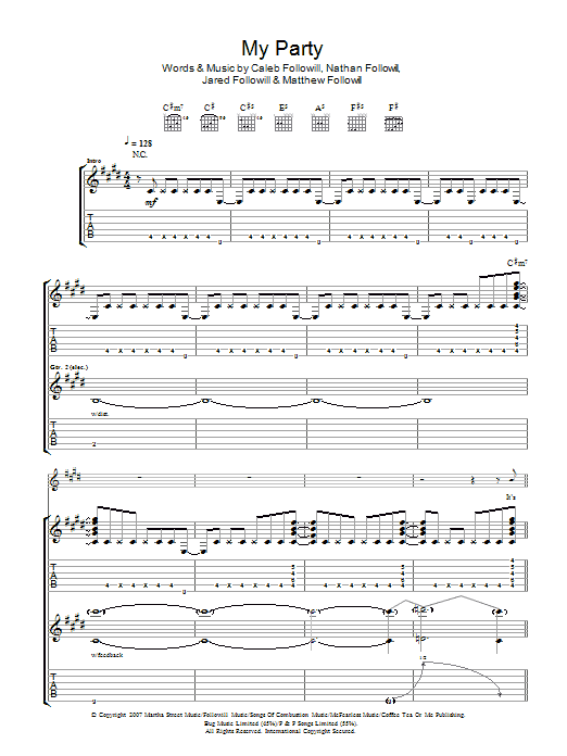 Kings Of Leon My Party sheet music notes and chords. Download Printable PDF.