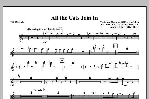 Learn to play Kirby Shaw All The Cats Join In - Bb Tenor Saxophone sheet music for Choir Instrumental Pak in minutes. Price: 8.9900$ Kirby Shaw All The Cats Join In - Bb Tenor Saxophone sheet music notes and chords arranged for Choir Instrumental Pak
